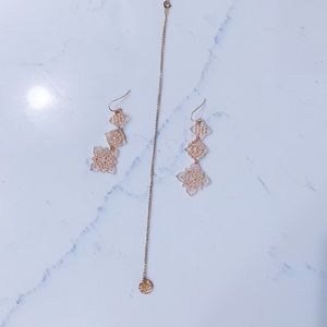Gold Necklace and Earrings